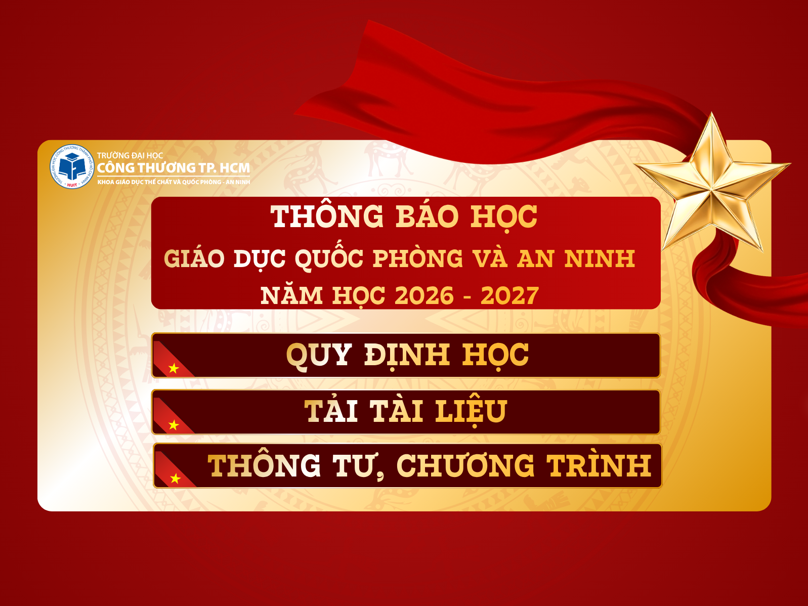 THÔNG BÁO HỌC GIÁO DỤC QUỐC PHÒNG VÀ AN NINH NĂM HỌC 2026 - 2027 (HỌC QUÂN SỰ)